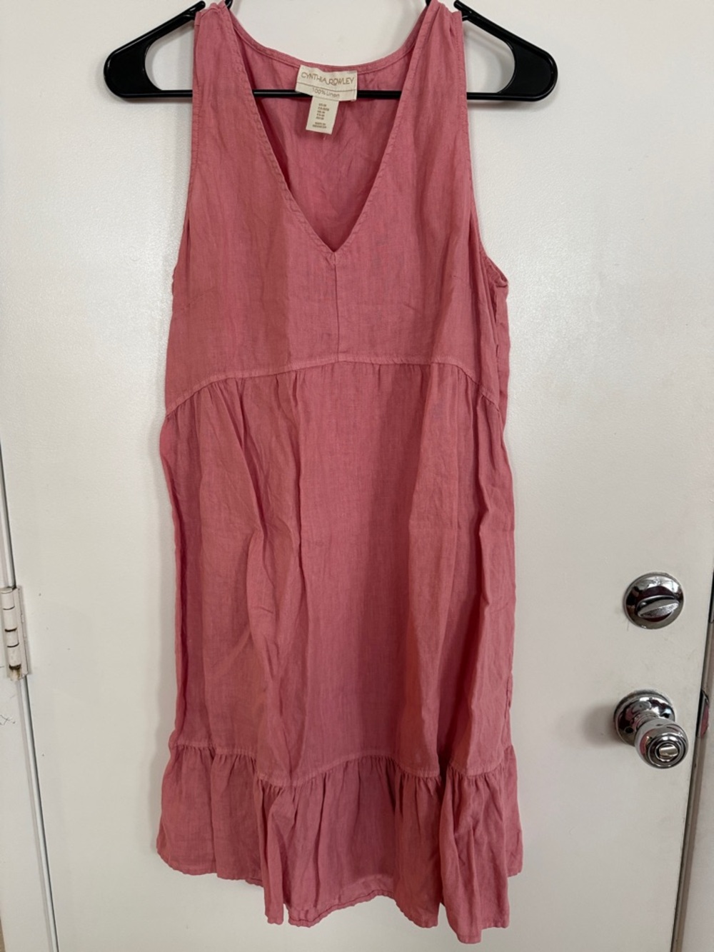 Cynthia Rowley Blush Pink Sleeveless V-Neck Linen Sundress